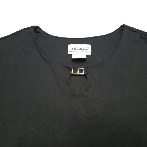 Anthony Richards Top Womens Large Black Stretch 3/4 Sleeve Blouse 38 in Chest - Picture 7 of 12